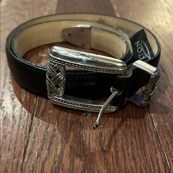 Brighton Accessories - Brighton Black Leather Belt with Silver Buckle